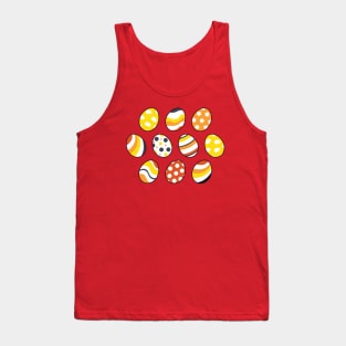 Egg Pattern | Yellow Orange Gray | Stripes Clouds Flowers Dots | Light Yellow Tank Top